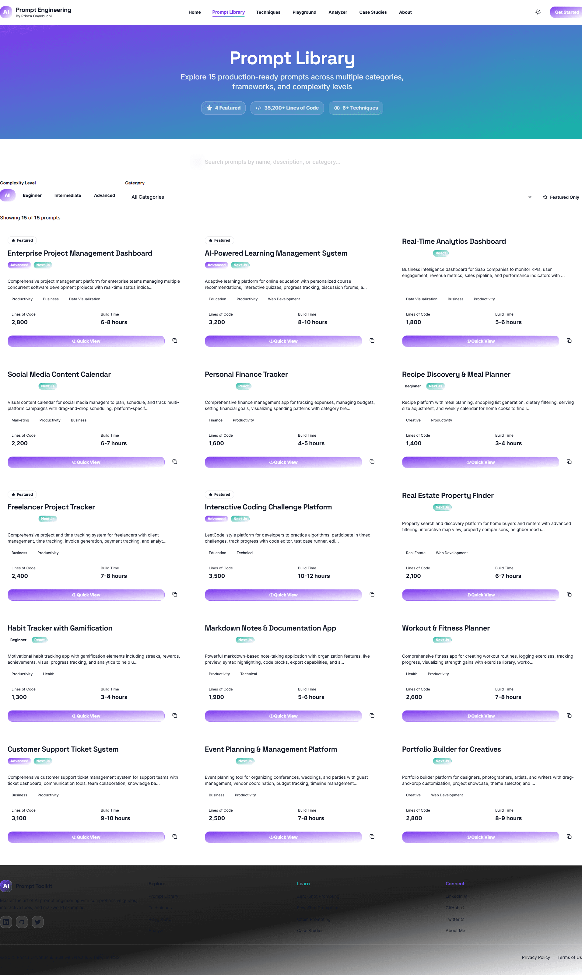 Glassmorphism cards with translucent backgrounds, subtle borders, and smooth hover lift effects. Cards maintain good spacing and clear grid structure.