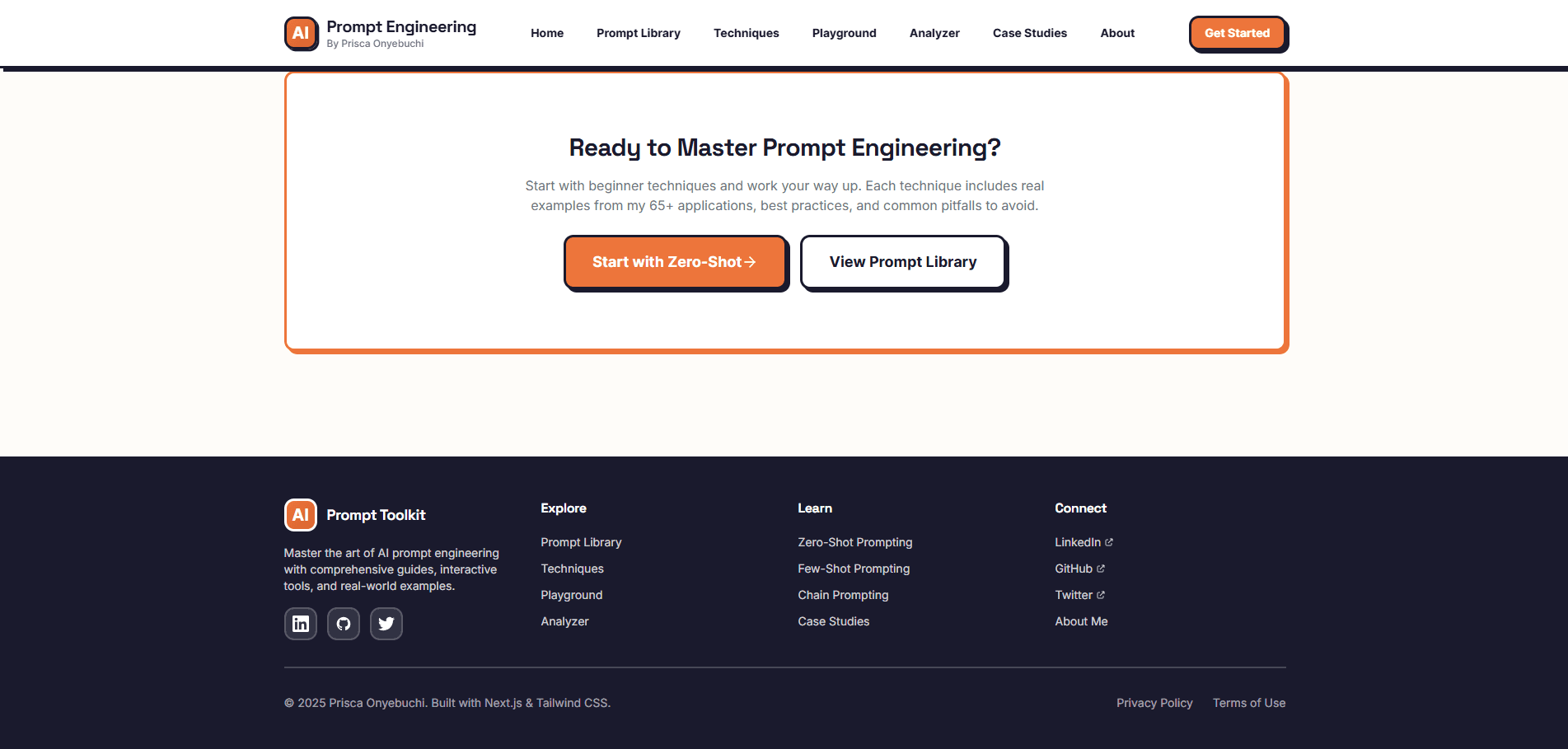 Original footer with organized sections, proper spacing, and clear text contrast in both themes.