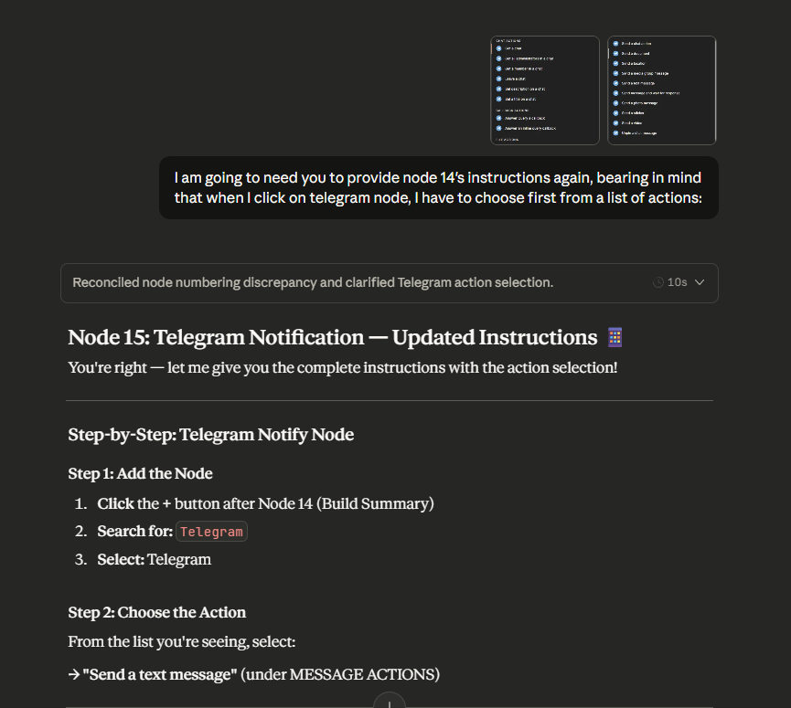 n8n Correction - Telegram Action